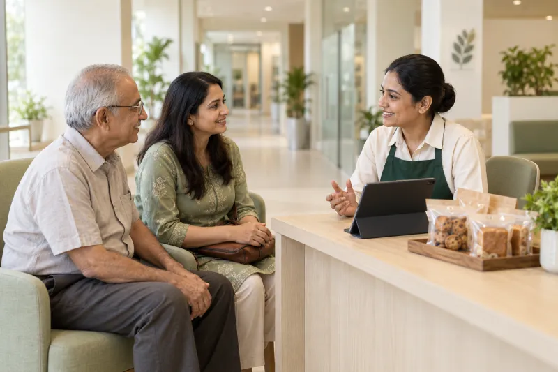 Illustrative food-support discussion in a hospital outpatient area